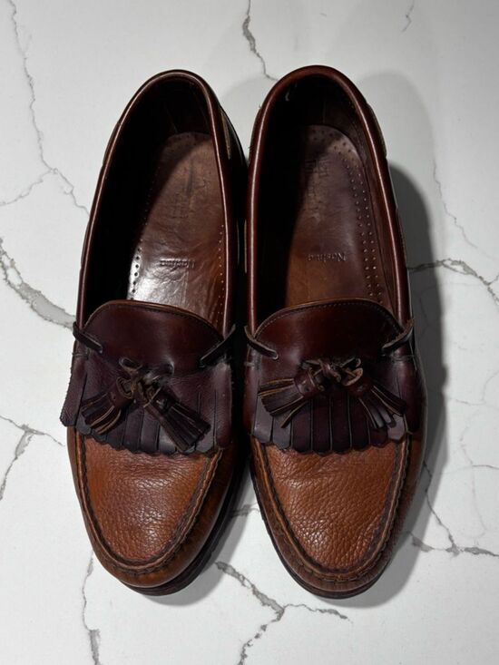 VTG Allen Edmonds Classic Nashua Brown Leather Kiltie Tassels Loafers Men’s 9.5 main image 9